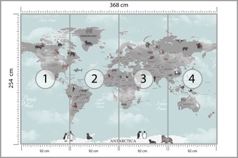 Fototapeta Animals World Map For Kids Wallpaper Design Flizelina Zmywalna 368x254 FT-448529-VEML8