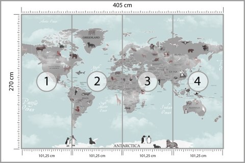Fototapeta Animals World Map For Kids Wallpaper Design Flizelina Zmywalna 405x270 FT-448529-VEML405-270