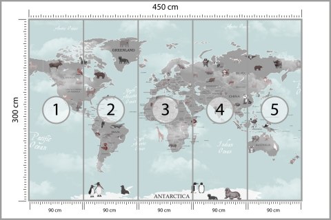 Fototapeta Animals World Map For Kids Wallpaper Design Flizelina Zmywalna 450x300 FT-448529-VEML450-300