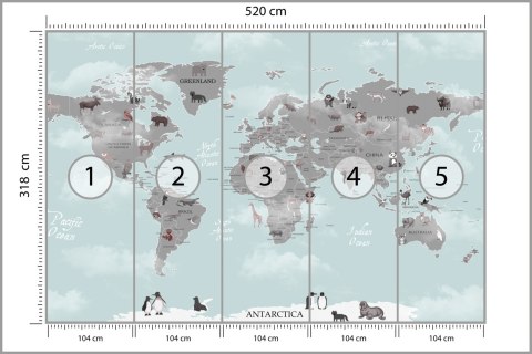 Fototapeta Animals World Map For Kids Wallpaper Design Flizelina Zmywalna 520x318 FT-448529-VEMLXXXXXL