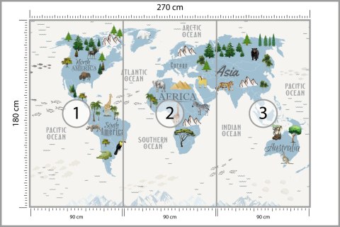 Fototapeta Animals World Map For Kids Wallpaper Design Flizelina 270x180 FT-448531-VE270-180