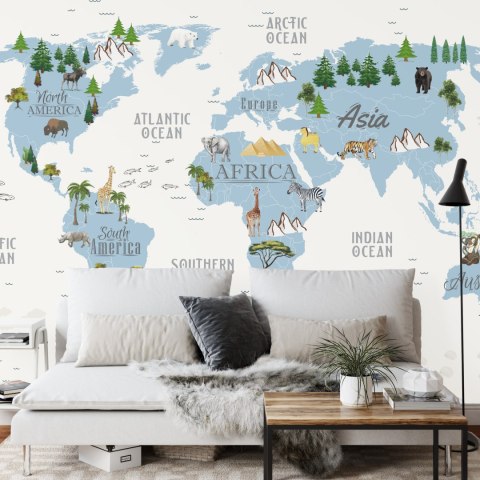 Fototapeta Animals World Map For Kids Wallpaper Design Flizelina 312x219 FT-448531-VEXXL