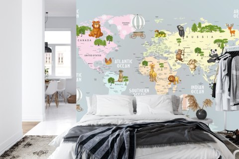 Fototapeta Animals World Map For Kids Wallpaper Design Flizelina Zmywalna 405x270 FT-448530-VEML405-270