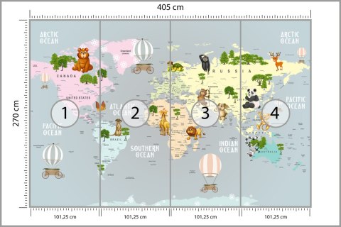 Fototapeta Animals World Map For Kids Wallpaper Design Flizelina Zmywalna 405x270 FT-448530-VEML405-270