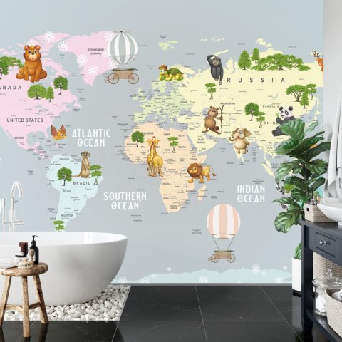 Fototapeta Animals World Map For Kids Wallpaper Design Flizelina Zmywalna 520x318 FT-448530-VEMLXXXXXL