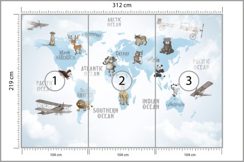 Fototapeta Animals World Map For Kids Wallpaper Design Flizelina 312x219 FT-448532-VEXXL