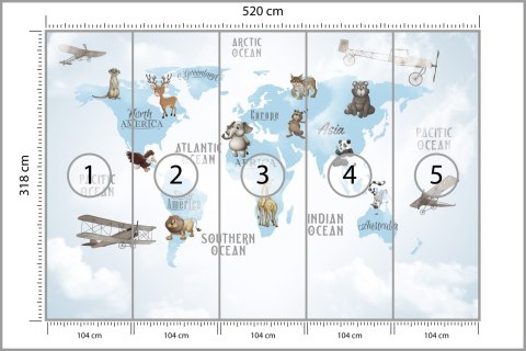 Fototapeta Animals World Map For Kids Wallpaper Design Flizelina 520x318 FT-448532-VEXXXXXL