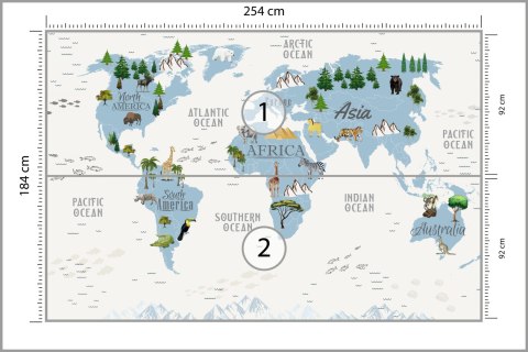 Fototapeta Animals World Map For Kids Wallpaper Design Flizelina Zmywalna 254x184 FT-448531-VEML4