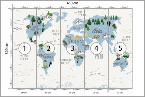 Fototapeta Animals World Map For Kids Wallpaper Design Flizelina Zmywalna 450x300 FT-448531-VEML450-300
