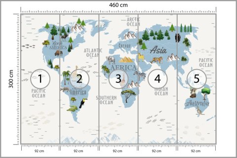 Fototapeta Animals World Map For Kids Wallpaper Design Flizelina Zmywalna 460x300 FT-448531-VEML12