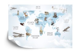 Fototapeta Animals World Map For Kids Wallpaper Design Flizelina Zmywalna 368x254 FT-448532-VEML8