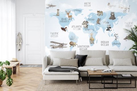 Fototapeta Animals World Map For Kids Wallpaper Design Flizelina Zmywalna 368x254 FT-448532-VEML8