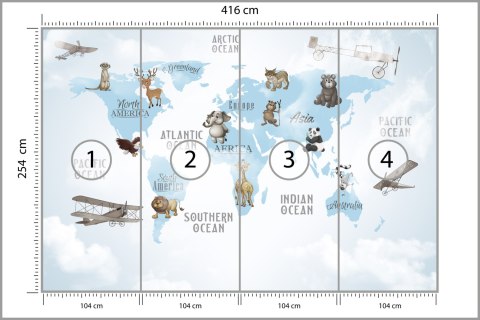 Fototapeta Animals World Map For Kids Wallpaper Design Flizelina Zmywalna 416x254 FT-448532-VEMLXXXL