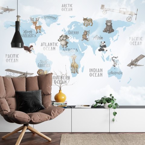 Fototapeta Animals World Map For Kids Wallpaper Design Flizelina Zmywalna 520x318 FT-448532-VEMLXXXXXL