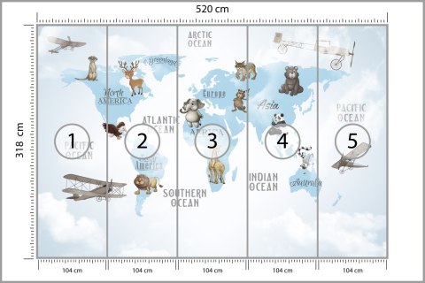 Fototapeta Animals World Map For Kids Wallpaper Design Flizelina Zmywalna 520x318 FT-448532-VEMLXXXXXL