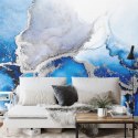 Fototapeta Blue Silver Abstract Background Of Marble Liquid Ink Art Painting On Paper . Image Of Original Artwork Watercolor Alc