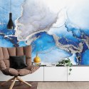 Fototapeta Blue Silver Abstract Background Of Marble Liquid Ink Art Painting On Paper . Image Of Original Artwork Watercolor Alc