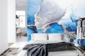 Fototapeta Blue Silver Abstract Background Of Marble Liquid Ink Art Painting On Paper . Image Of Original Artwork Watercolor Alc