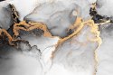 Fototapeta Black Gold Abstract Background Of Marble Liquid Ink Art Painting On Paper . Image Of Original Artwork Watercolor Alco