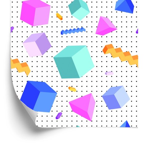 Tapeta Geometryczna 3D, Sześciany, Pokój Dziecięcy