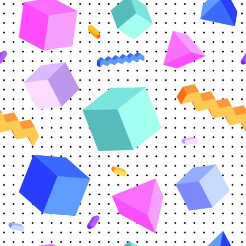 Tapeta Geometryczna 3D, Sześciany, Pokój Dziecięcy