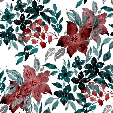 Tapeta Piękne Kwiaty Malowane Akwarelą