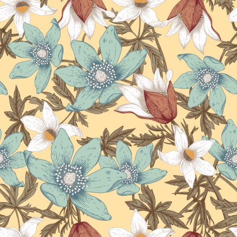 Tapeta Stylowe Kolorowe Kwiaty