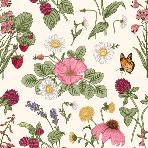 Tapeta Sezonowe Owoce Z Kwiatami