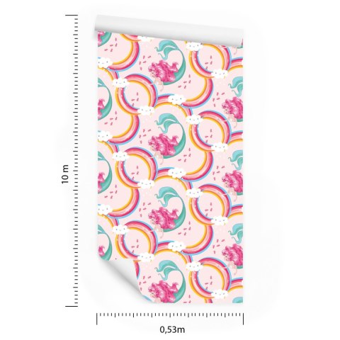 Tapeta Syreny, Chmurki, Tęcza, Pokój Dziewczynki