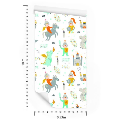 Tapeta Bajkowa Dla Chłopca, Rycerze, Smoki