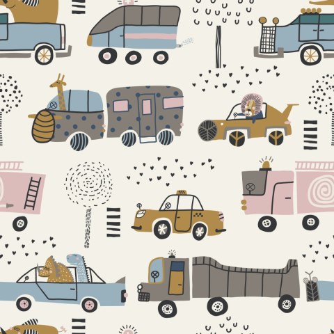 Tapeta Auta, Drzewa, Zwierzęta, Do Pokoju Dziecka