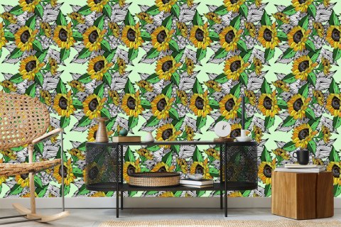 Tapeta Słoneczniki Z Roślinami