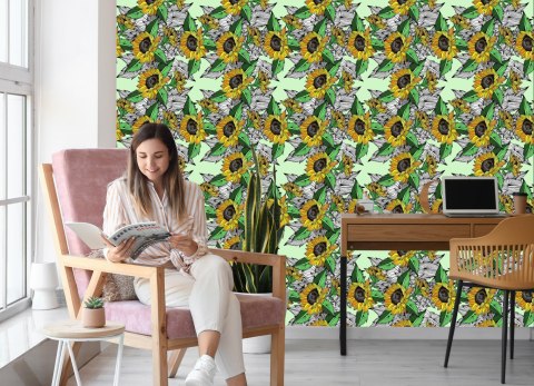 Tapeta Słoneczniki Z Roślinami