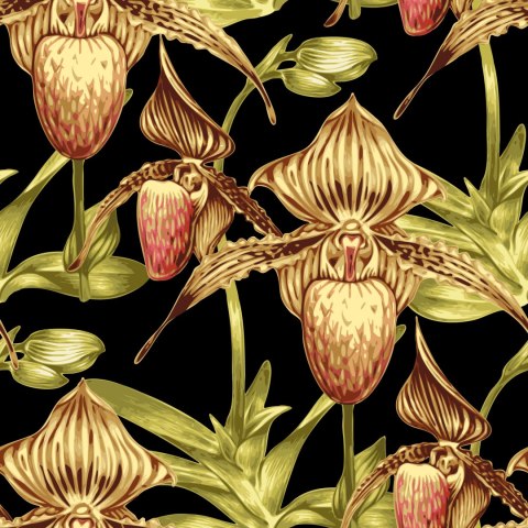 Tapeta Tropikalne Kwiaty Z Liśćmi