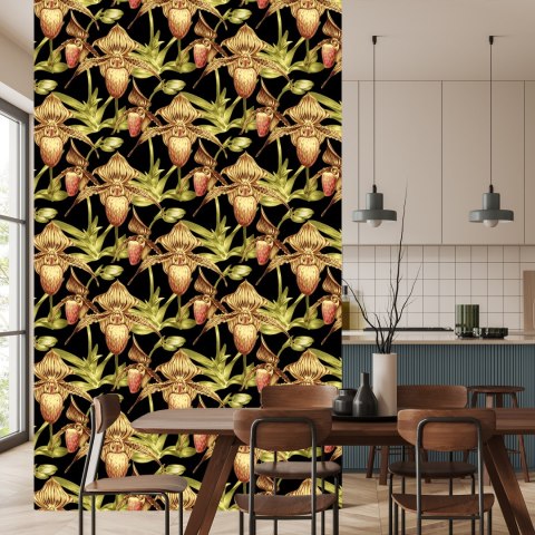 Tapeta Tropikalne Kwiaty Z Liśćmi