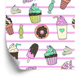 Tapeta Słodycze Na Tle Pasków
