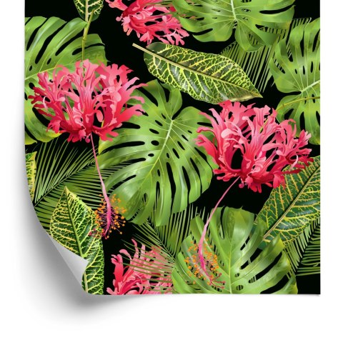 Tapeta Tropikalne Kwiaty W Liściach