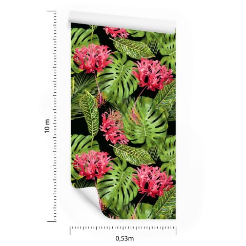 Tapeta Tropikalne Kwiaty W Liściach