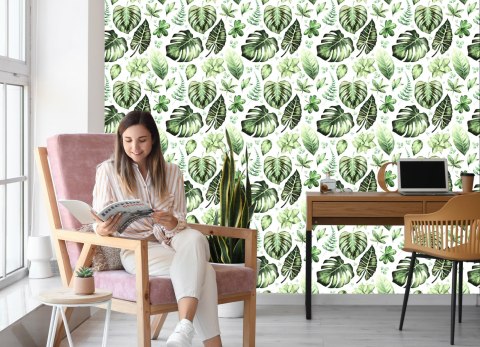 Tapeta Tropikalne Liście Zieleń