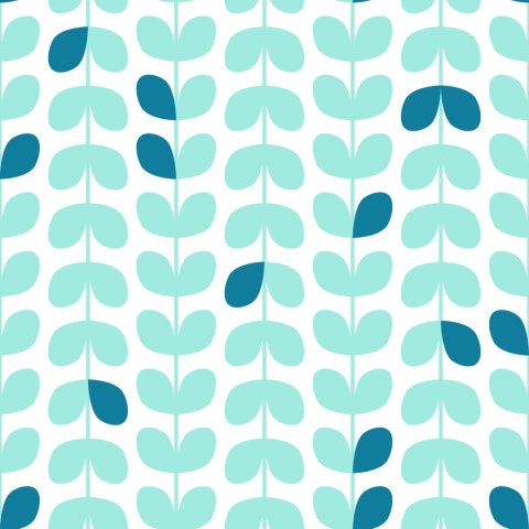 Tapeta Turkusowe Liście W Stylu Skandynawskim