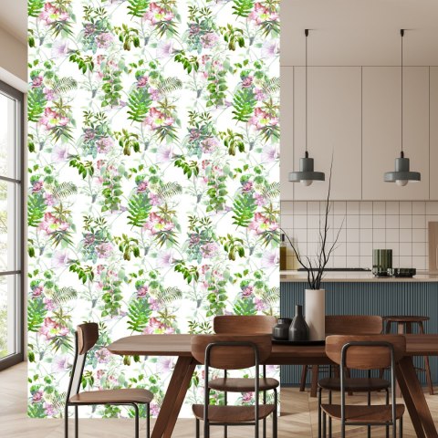 Tapeta Akwarela Liście I Kwiaty