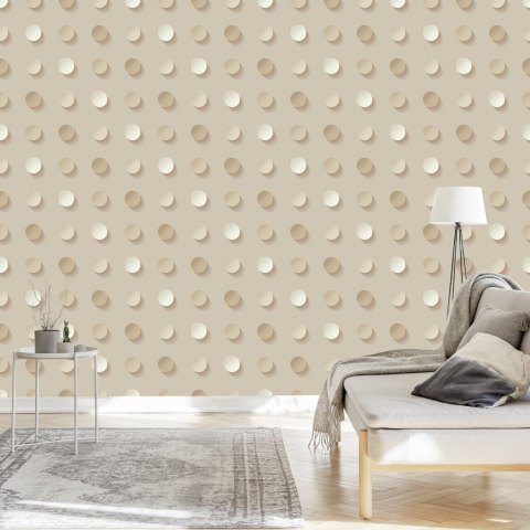 Tapeta Groszki W Odcieniach Beżu - Efekt 3D