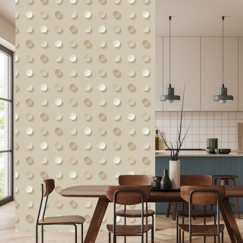 Tapeta Groszki W Odcieniach Beżu - Efekt 3D