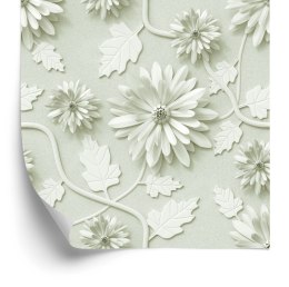 Tapeta Trójwymiarowe Chryzantemy Z Liśćmi