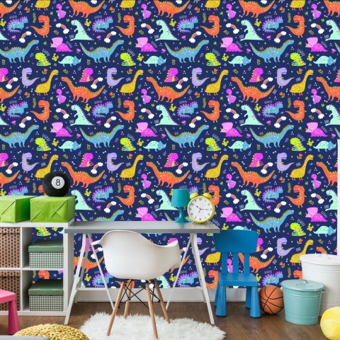 Tapeta Dinozaury Kaktusy Tęcza, Do Pokoju Dziecka