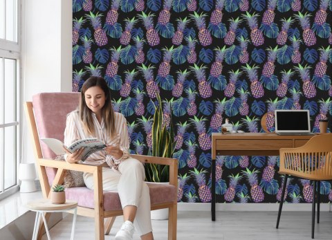 Tapeta Ananasy Z Liśćmi Monstery