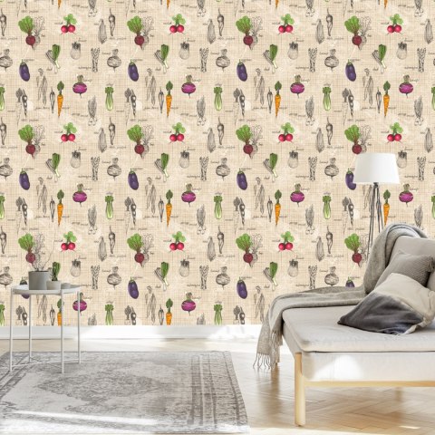 Tapeta Rysunki Warzyw W Stylu Vintage
