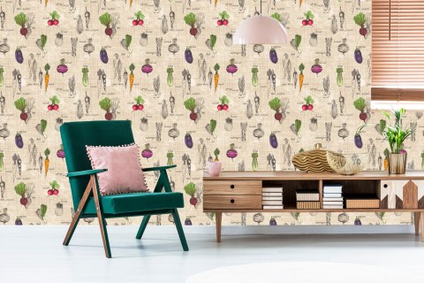 Tapeta Rysunki Warzyw W Stylu Vintage