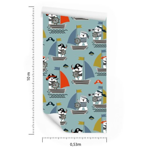 Tapeta Do Pokoju Dziecka Statki Pirackie Zwierzęta