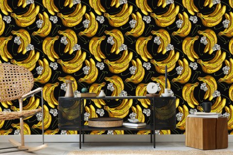 Tapeta Banany Z Kwiatami